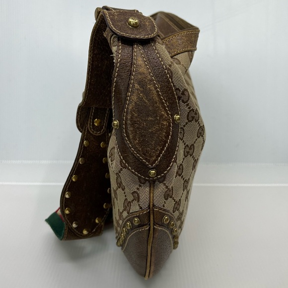 Gucci Pelham Monogram Canvas Studded Shoulder Bag - Picture 5 of 13